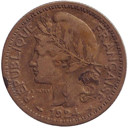 Монета 2 франка. 1924 год, Того. Монета 2 франка. 1924 год, Того.