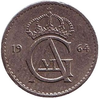 Монета 10 эре. 1964 год, Швеция. Монета 10 эре. 1964 год, Швеция.