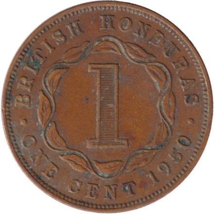 Монета 1 цент. 1950 год, Британский Гондурас (Белиз).