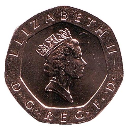 Монета 20 пенсов. 1986 год, Великобритания. BU. Монета 20 пенсов. 1986 год, Великобритания. BU.