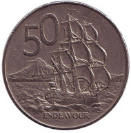 Монета 50 центов, 1982 год, Новая Зеландия. Парусник "Endeavour". Монета 50 центов, 1982 год, Новая Зеландия. Парусник "Endeavour".