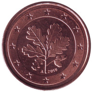 Монета 2 цента. 2019 год (A), Германия. Монета 2 цента. 2019 год (A), Германия.