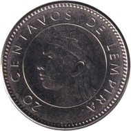 Монета 20 сентаво. 2019 год, Гондурас.