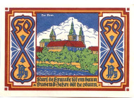 Собор. Нотгельд Оснабрюка. 50 пфеннигов. 1921 год, Веймарская республика (Германия).