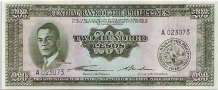 Банкнота 200 песо. 1949 год, Филиппины.