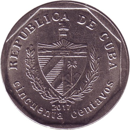 Монета 50 сентаво. 2017 год, Куба. Кафедральный собор Гаваны. Монета 50 сентаво. 2017 год, Куба. Кафедральный собор Гаваны.