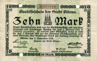 Нотгельд Альтоны. 10 марок, 1918 год, Веймарская республика (Германия).