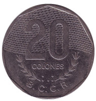 Монета 20 колонов. 1983 год, Коста-Рика. Монета 20 колонов. 1983 год, Коста-Рика.