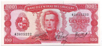 Банкнота 100 песо. 1967 год, Уругвай. Тип 3.