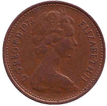 Монета 1/2 пенни. 1973 год, Великобритания.