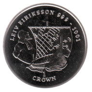 Монета 1 крона, 1997 год, Остров Мэн. Лейф Эрикссон. Монета 1 крона, 1997 год, Остров Мэн. Лейф Эрикссон.