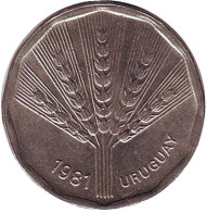 Монета 2 песо. 1981 год, Уругвай. FAO. Международный день еды. Монета 2 песо. 1981 год, Уругвай. FAO. Международный день еды.