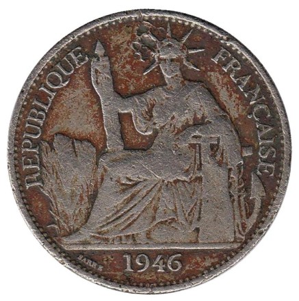 Монета 50 сантимов. 1946 год, Французский Индокитай.