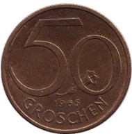 Монета 50 грошей. 1965 год, Австрия. Монета 50 грошей. 1965 год, Австрия.