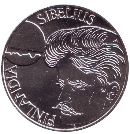 Монета 100 марок. 1999 год, Финляндия. Ян Сибелиус.