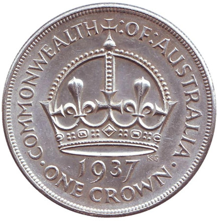 Монета 1 крона. 1937 год, Австралия. Корона.