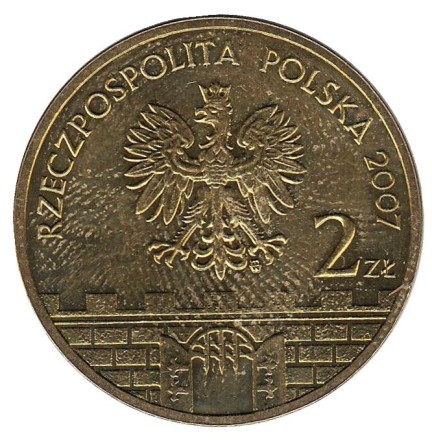 Монета 2 злотых, 2007 год, Польша. Ломжа.