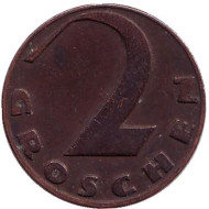 Монета 2 гроша. 1927 год, Австрия. Монета 2 гроша. 1927 год, Австрия.
