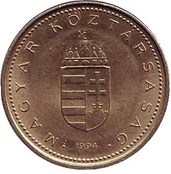 Монета 1 форинт. 1994 год, Венгрия. Монета 1 форинт. 1994 год, Венгрия.