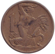 Монета 1 крона. 1924 год, Чехословакия. Монета 1 крона. 1924 год, Чехословакия.