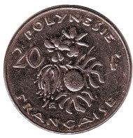Монета 20 франков. 2003 год, Французская Полинезия. Плод хлебного дерева, стручки ванили. Монета 20 франков. 2003 год, Французская Полинезия. Плод хлебного дерева, стручки ванили.