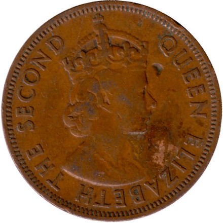 Монета 1 цент. 1957 год, Восточно-Карибские государства. Монета 1 цент. 1957 год, Восточно-Карибские государства.