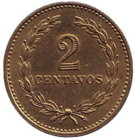 Монета 2 сентаво. 1974 год, Сальвадор. Монета 2 сентаво. 1974 год, Сальвадор.
