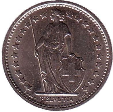 Монета 1/2 франка. 1971 год, Швейцария.