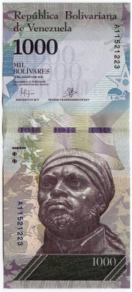 Банкнота 1000 боливаров. 2016 год, Венесуэла.