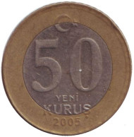Монета 50 курушей. 2005 год, Турция. Монета 50 курушей. 2005 год, Турция.