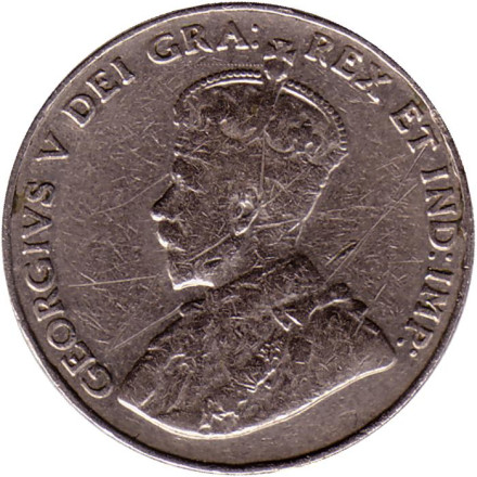 Монета 5 центов. 1934 год, Канада.