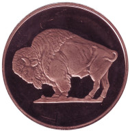 Бизон. Монетовидный жетон. Унция меди 999. США (Вариант II). Бизон. Монетовидный жетон. Унция меди 999. США (Вариант II).