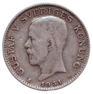 Монета 1 крона. 1931 год, Швеция. Густав V. Монета 1 крона. 1931 год, Швеция. Густав V.