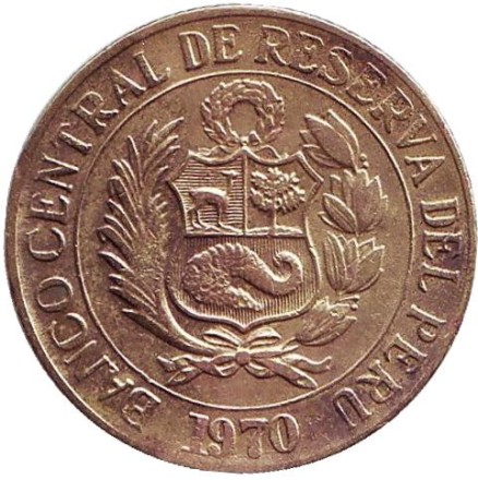 Монета 1/2 соля. 1970 год, Перу. Лама. Монета 1/2 соля. 1970 год, Перу. Лама.