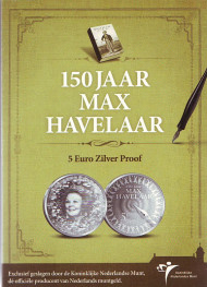 Монета 5 евро в буклете. 2010 год, Нидерланды. Серебро! 150 лет роману «Макс Хавелаар». Монета 5 евро в буклете. 2010 год, Нидерланды. Серебро! 150 лет роману «Макс Хавелаар».