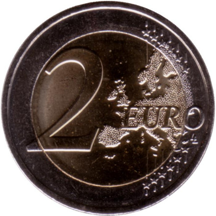 Монета 2 евро. 2023 год, Ирландия. 50 лет членству Ирландии в ЕС.