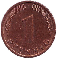 Монета 1 пфенниг. 1994 год (F), ФРГ. Дубовые листья. Монета 1 пфенниг. 1994 год (F), ФРГ. Дубовые листья.