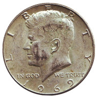 Монета 50 центов. 1969 (D) год, США. Джон Кеннеди. Монета 50 центов. 1969 (D) год, США. Джон Кеннеди.