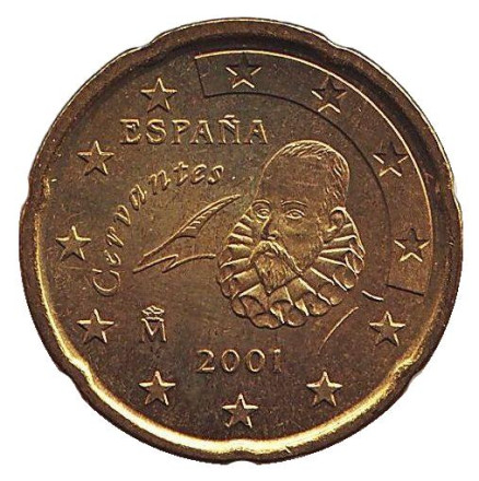 Монета 20 центов. 2001 год, Испания.