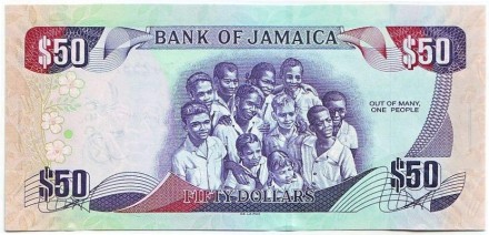 Банкнота 50 долларов. 2012 год, Ямайка. 50 лет независимости. Банкнота 50 долларов. 2012 год, Ямайка. 50 лет независимости.