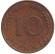 Монета 10 пфеннигов. 1970 год (D), ФРГ. Дубовые листья. Монета 10 пфеннигов. 1970 год (D), ФРГ. Дубовые листья.