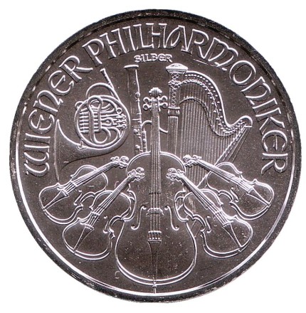 Монета 1,5 евро. 2017 год, Австрия. Венская Филармония.