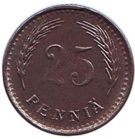 Монета 25 пенни. 1945 год, Финляндия. Монета 25 пенни. 1945 год, Финляндия.