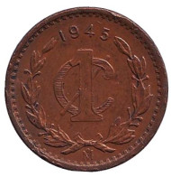 Монета 1 сентаво. 1945 год, Мексика.