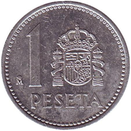 Монета 1 песета. 1985 год, Испания.