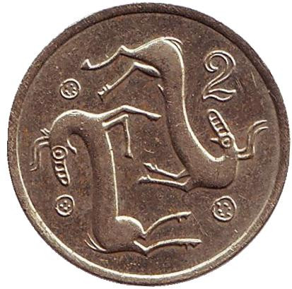 Монета 2 цента. 1985 год, Кипр. Козлы.
