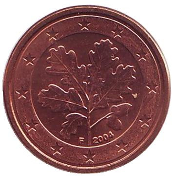 Монета 1 цент. 2004 год (F), Германия.