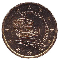Монета 10 центов. 2011 год, Кипр. Монета 10 центов. 2011 год, Кипр.