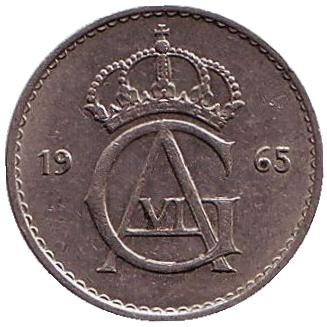Монета 10 эре. 1965 год, Швеция. Монета 10 эре. 1965 год, Швеция.