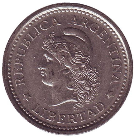 Монета 1 песо. 1961 год, Аргентина. Монета 1 песо. 1961 год, Аргентина.